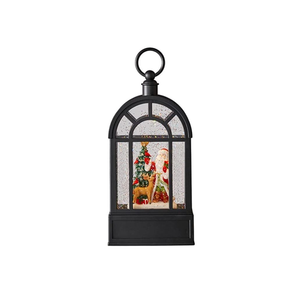 7890 Santa and Deer Christmas Water Lantern 10.25-Inch Musical Lighted